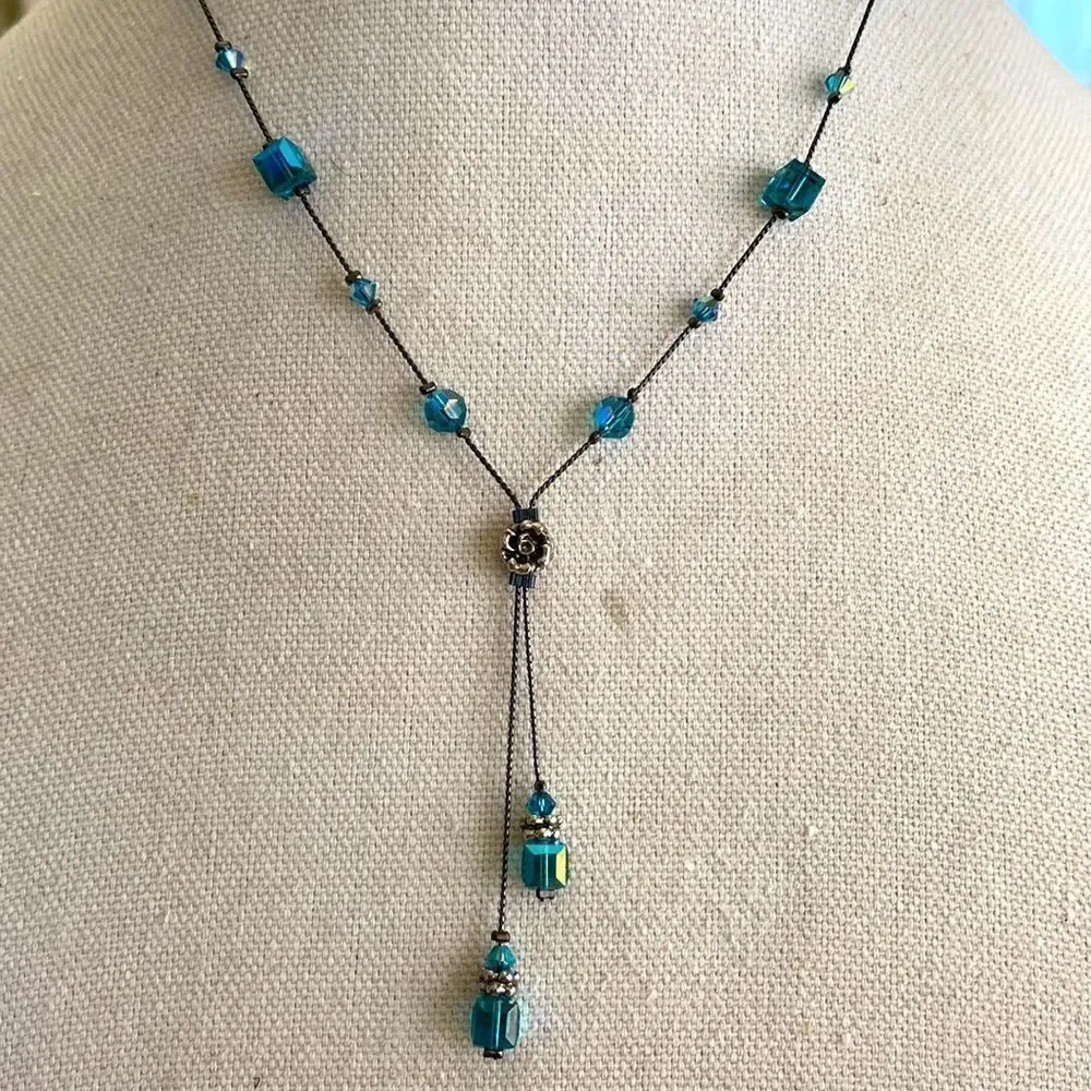 Dabby reid turquoise iridescent geometric crystals hematite color chain extender - Picture 2 of 5